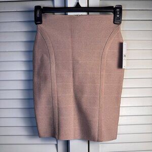 NWT Guess Small Rugby Tan Ottoman Stitch Mirage Skirt  Gold Zip sexy stretchy